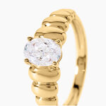 Bague Nadra Argent Dor&eacute; A L'Or 750/1000 Oxyde De Zirconium - Bagues solitaires Femme | Histoire d&rsquo;Or