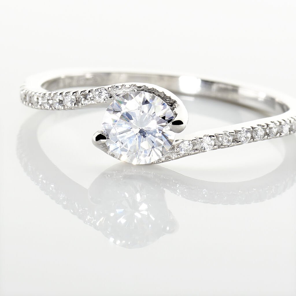 Bague Olly Or Blanc Oxyde De Zirconium - Bagues solitaires Femme | Histoire d&rsquo;Or