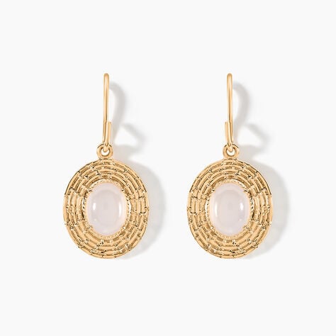 Boucles D'oreilles Pendantes Linna Plaqu&eacute; Or Jaune Pierre De Lune - Boucles d'oreilles fantaisie Femme | Histoire d&rsquo;Or