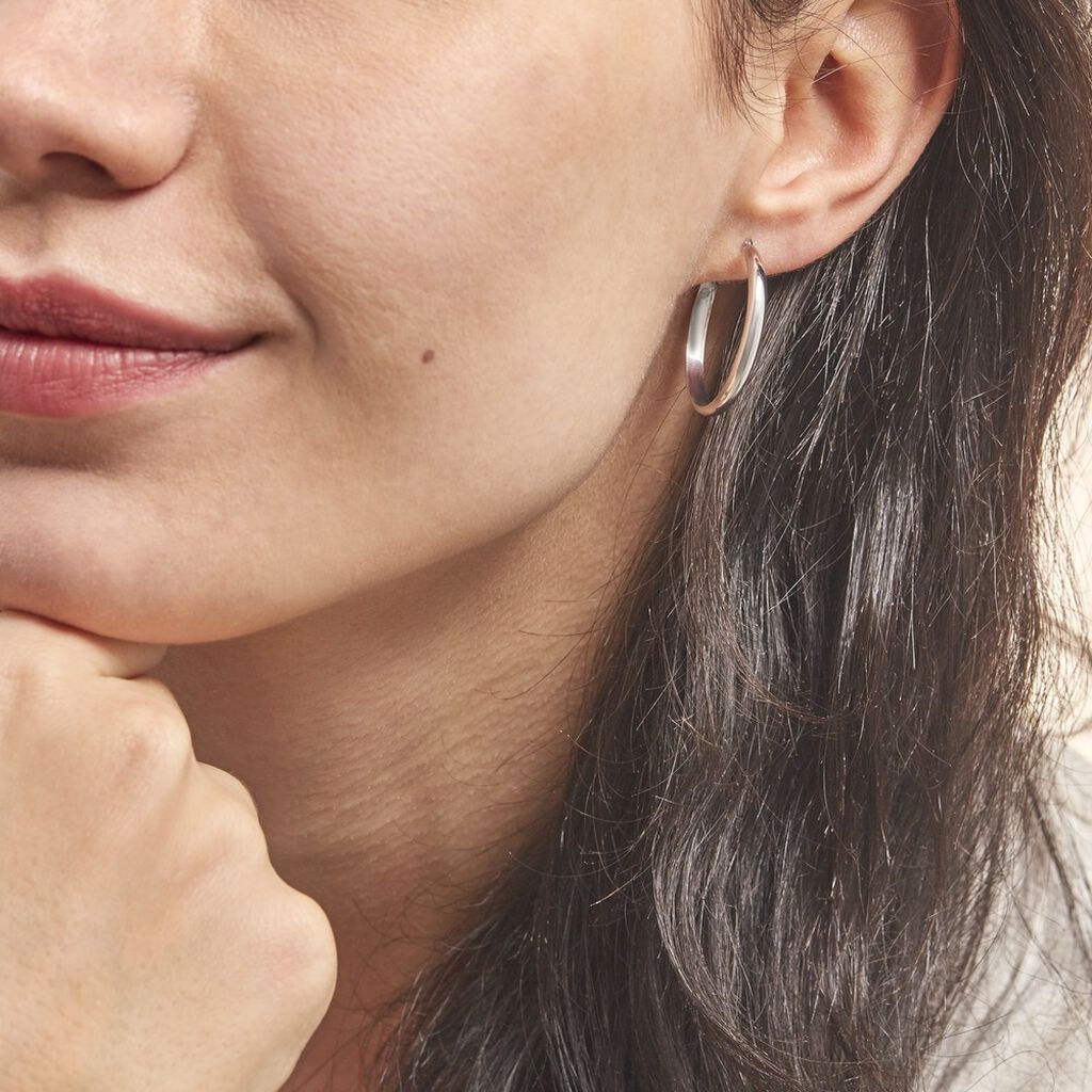Créoles Shalana Or Blanc - Boucles d'oreilles créoles Femme | Histoire d’Or