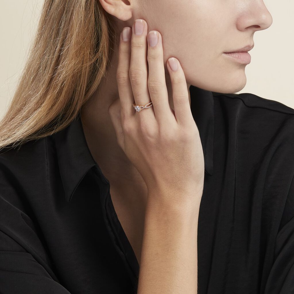 Bague Solitaire Plaqué Or Jaune Arienne Oxydes De Zirconium - Bagues solitaires Femme | Histoire d’Or