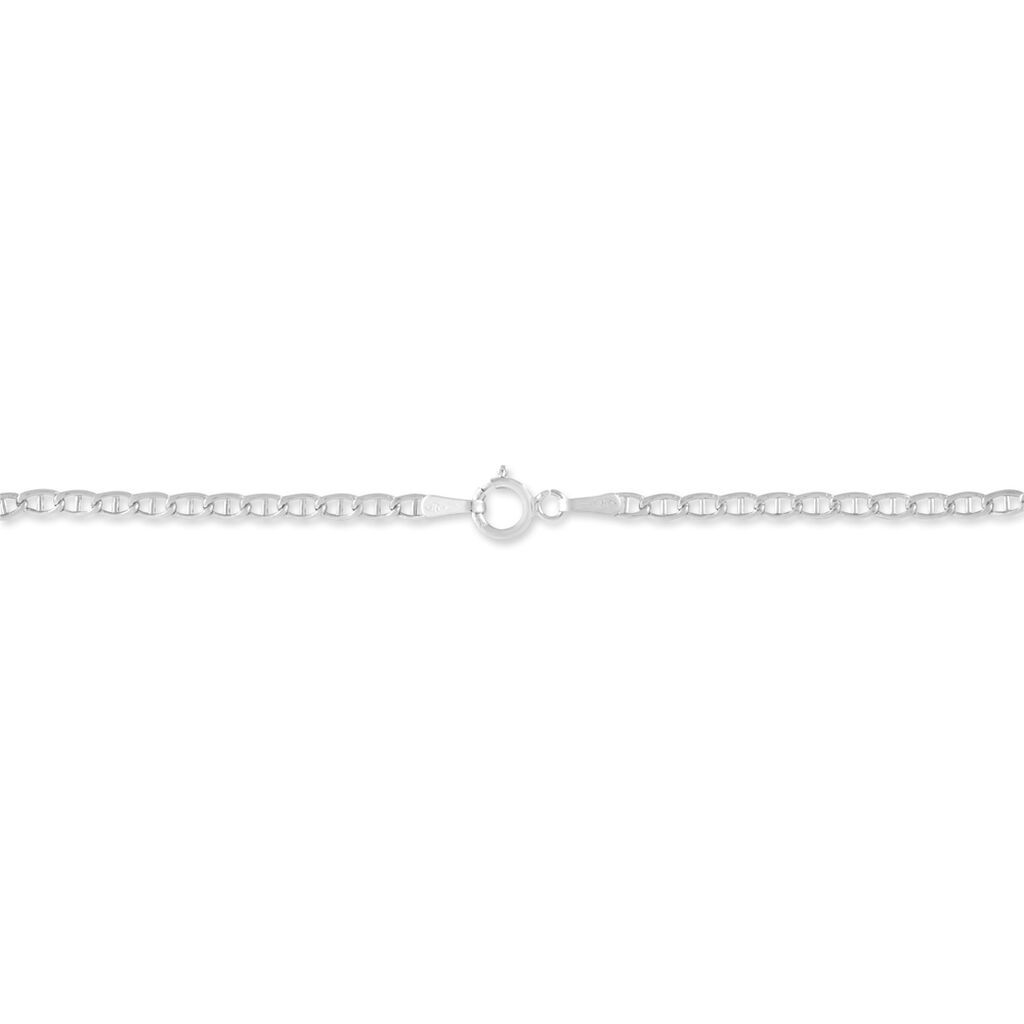 Bracelet Capucin Or Blanc Maille Marine Plate - Bracelets chaîne Femme | Histoire d’Or