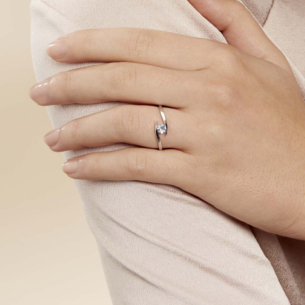 Bague Tiphaine Or Blanc Topaze - Bagues solitaires Femme | Histoire d’Or