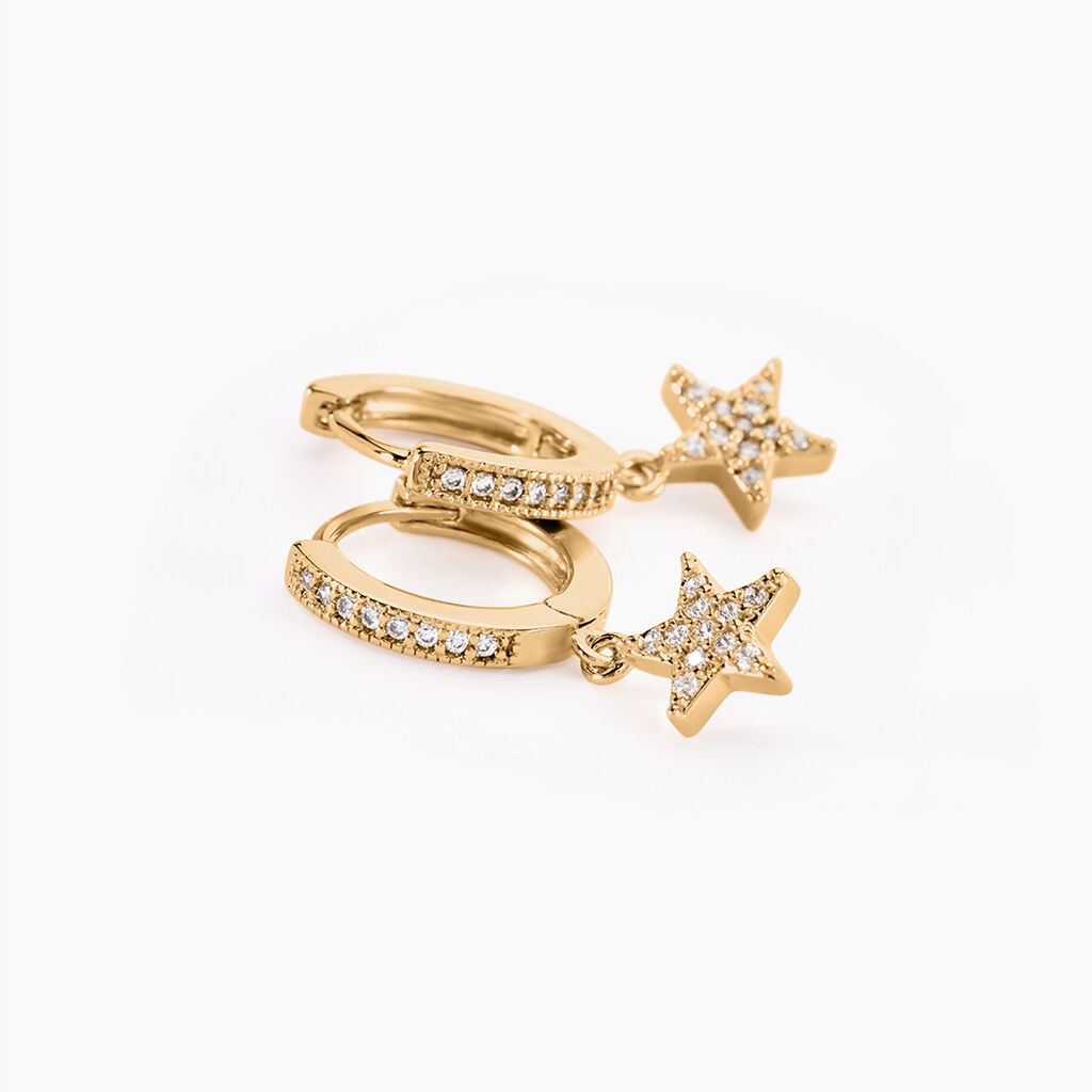 Creoles Plaqu&eacute; Or Jenny Oxydes Etoiles - Boucles d'oreilles cr&eacute;oles Femme | Histoire d&rsquo;Or