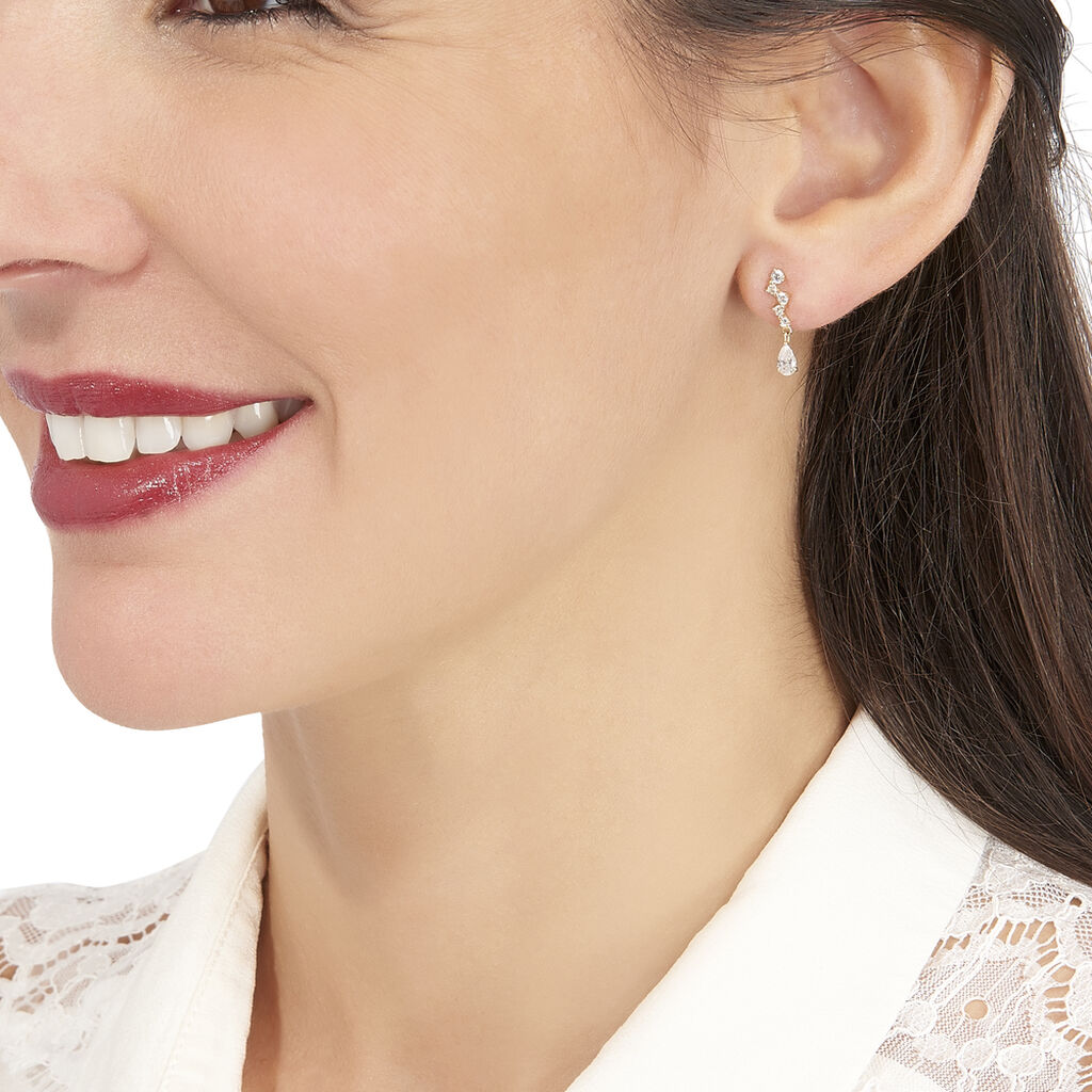 Boucles D'oreilles Pendantes Cegolene Or Jaune Oxyde De Zirconium - Boucles d'oreilles pendantes Femme | Histoire d’Or