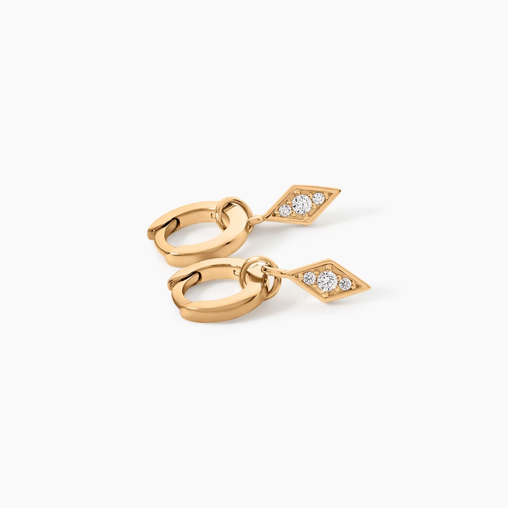 Cr&eacute;oles Leoda Plaqu&eacute; Or Jaune Oxyde De Zirconium - Boucles d'oreilles cr&eacute;oles Femme | Histoire d&rsquo;Or