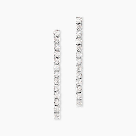 Boucles D'oreilles Pendantes Moscovado Or Blanc Diamant Synth&eacute;tique - Boucles d'oreilles pendantes Femme | Histoire d&rsquo;Or