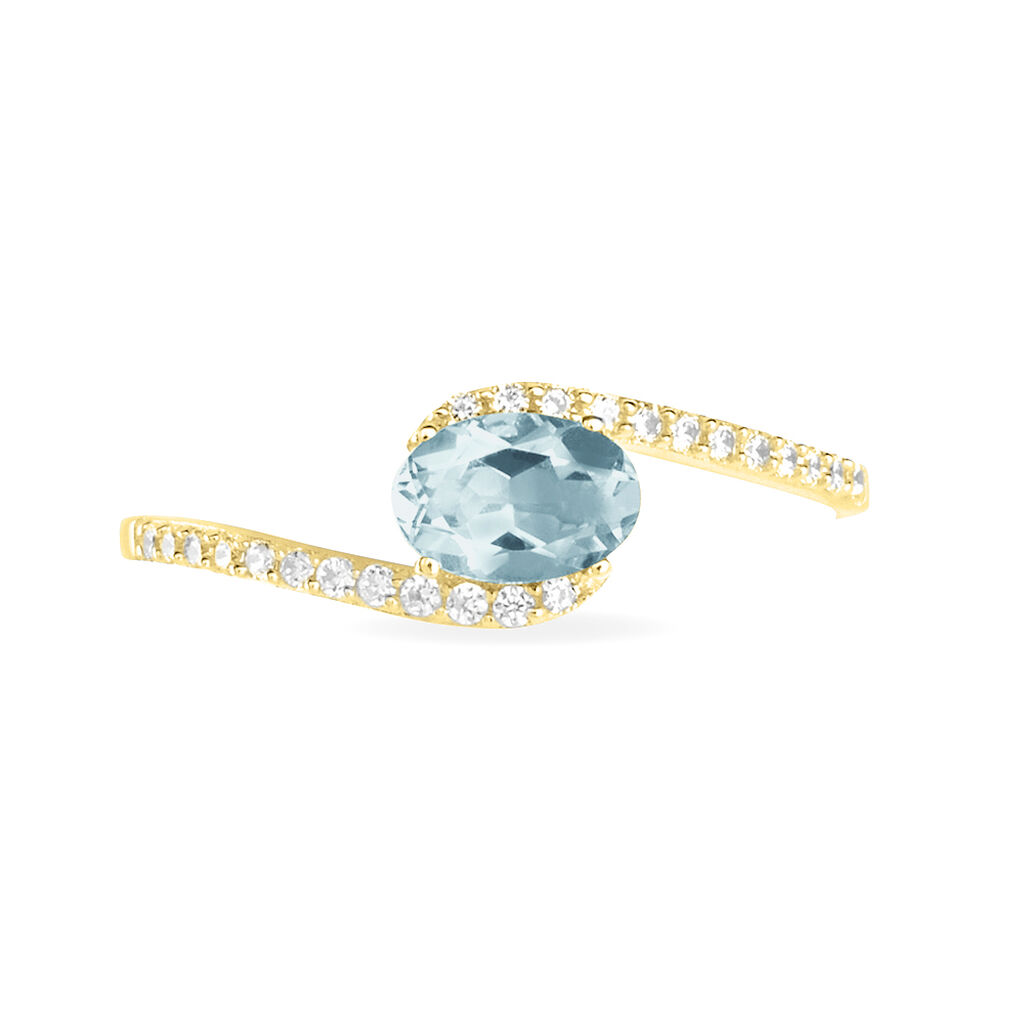 Bague Loriane Or Jaune Aigue Marine Et Oxyde De Zirconium - Bagues solitaires Femme | Histoire d’Or