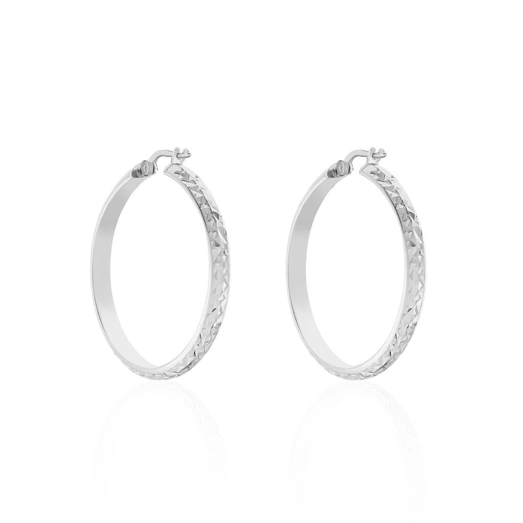 Créoles Argent Blanc Esmee - Boucles d'oreilles créoles Femme | Histoire d’Or