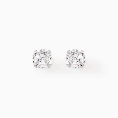 Boucles D'oreilles Puces Laena Argent Blanc Oxyde De Zirconium - Boucles d'oreilles fantaisie Femme | Histoire d&rsquo;Or