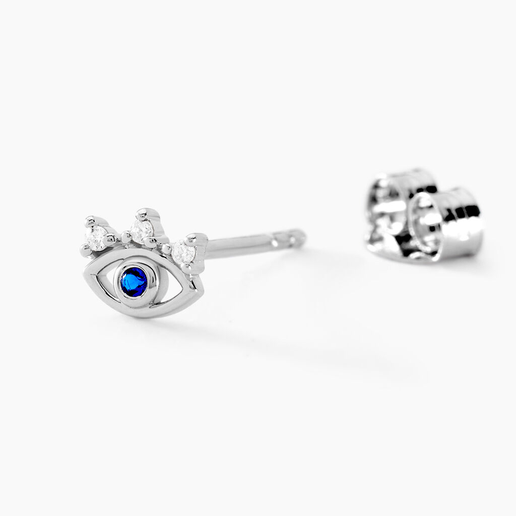 Boucles D'oreilles Puces Hina Argent Blanc Oxyde De Zirconium - Boucles d'oreilles fantaisie Femme | Histoire d’Or