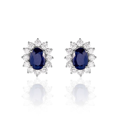 Boucles D'oreilles Puces Vladimir Or Blanc Saphir Et Diamant - Clous d'oreilles Femme | Histoire d’Or