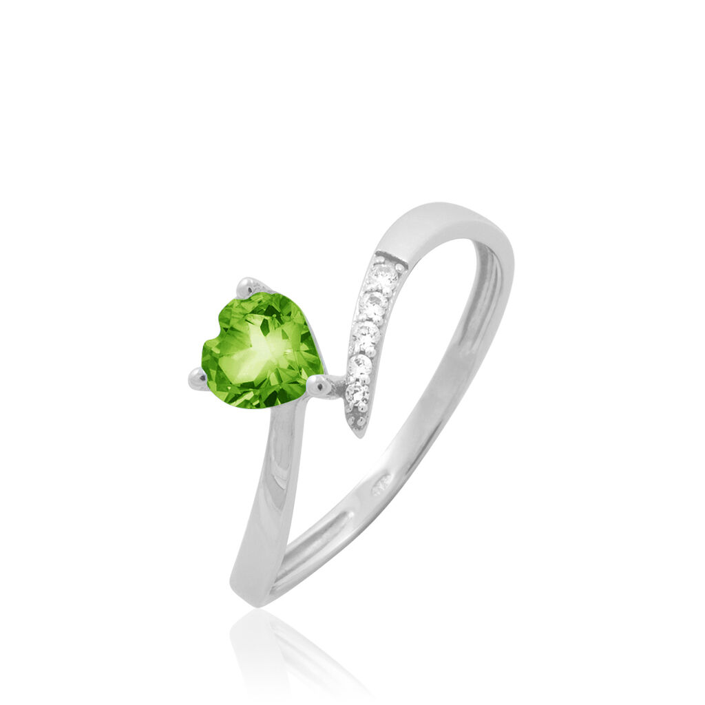 Bague Eva Or Blanc P&eacute;ridot Et Diamant - Bagues solitaires Femme | Histoire d&rsquo;Or