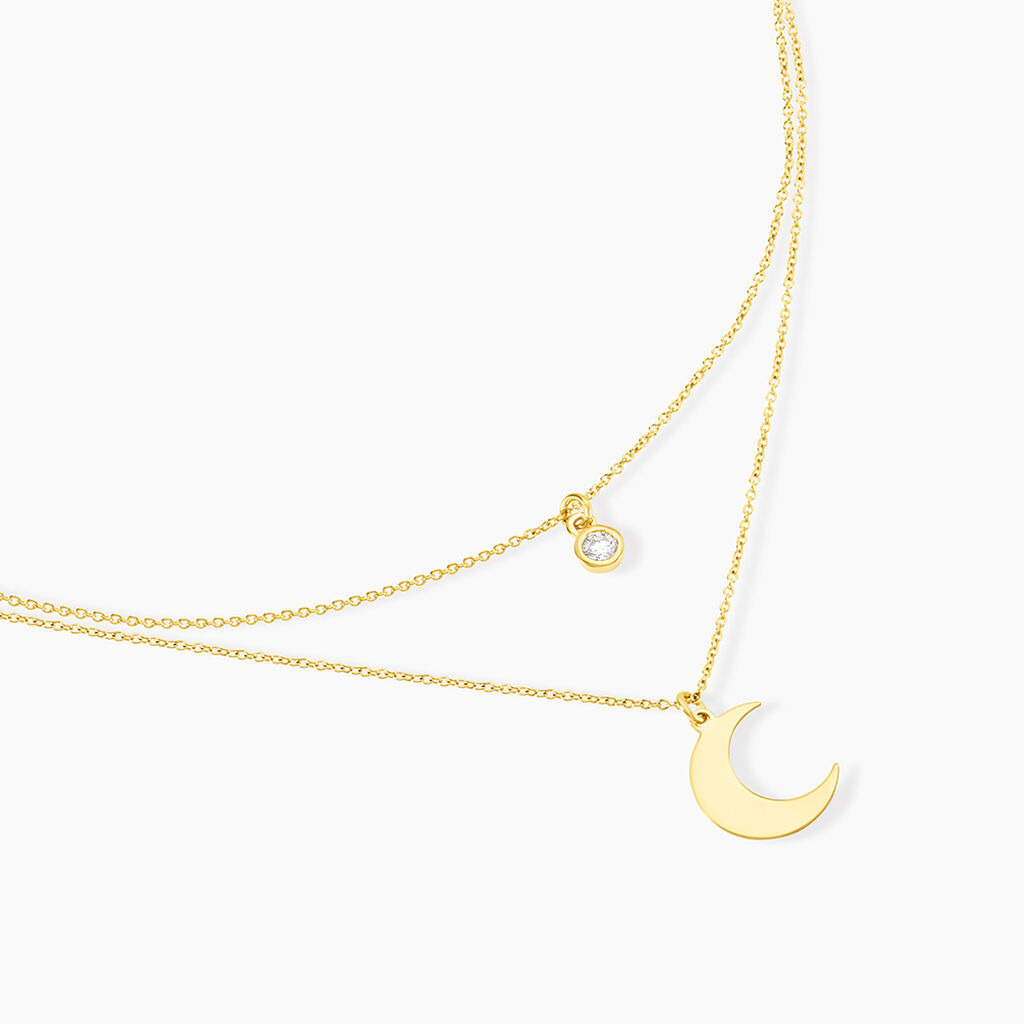 Collier Astre Argent Dor&eacute; Oxyde De Zirconium - Colliers fantaisie Femme | Histoire d&rsquo;Or