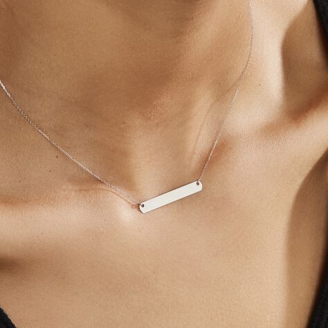 Collier Barrette Gravable Or Blanc - Cadeaux de naissance Femme | Histoire d’Or