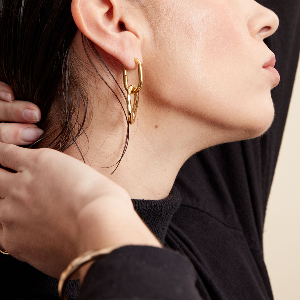 Boucles D'oreilles Pendantes Gold Aura Acier Jaune - Boucles d'oreilles fantaisie Femme | Histoire d’Or