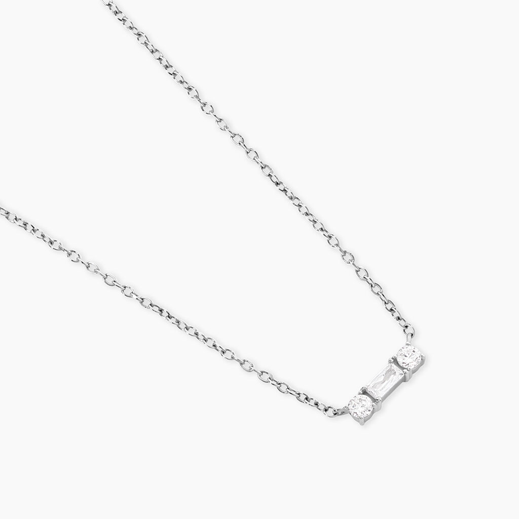 Collier Baguette Argent Blanc Oxyde De Zirconium - Colliers fantaisie Femme | Histoire d&rsquo;Or