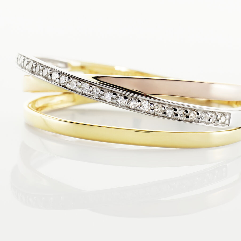 Bague Layan Or Tricolore Diamant - Bagues avec pierre Femme | Histoire d&rsquo;Or
