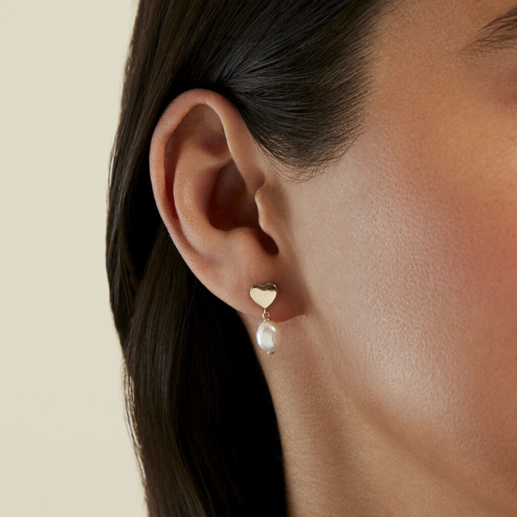Boucles D'Oreilles Pendantes Loving Pearl Or Jaune Perles - Boucles d'oreilles pendantes Femme | Histoire d&rsquo;Or