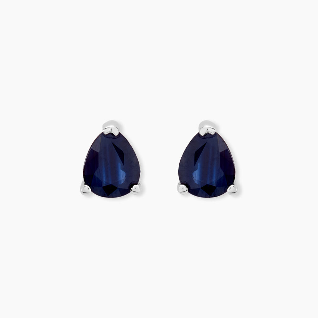 Boucles D'oreilles Puces Or Blanc Isador Saphir - Clous d'oreilles Femme | Histoire d’Or