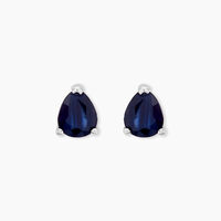 Boucles D'oreilles Puces Or Blanc Isador Saphir