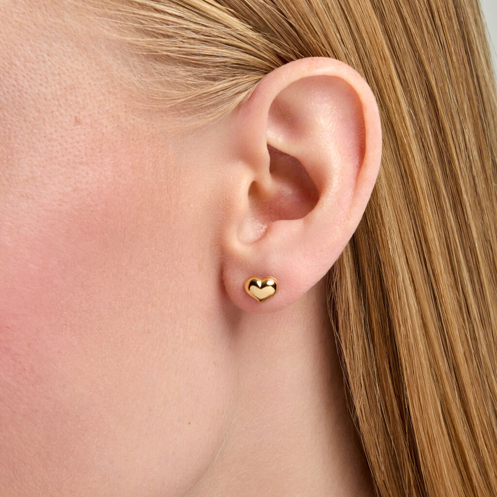 Boucles D'Oreilles Puces Lova Argent Dor&eacute; A L'Or 750/1000 - Boucles d'oreilles fantaisie Femme | Histoire d&rsquo;Or