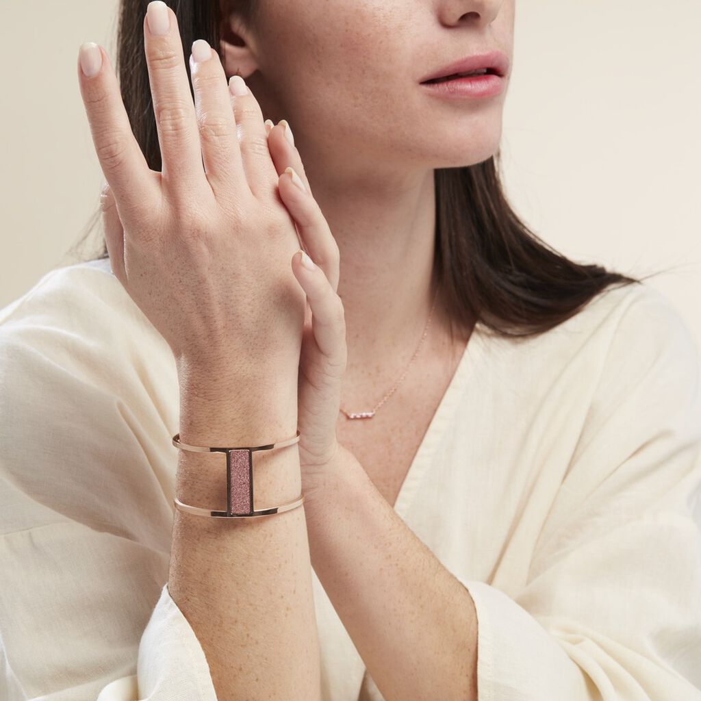 Bracelet Manchette Acier Rose Maria - Bracelets manchettes Femme | Histoire d&rsquo;Or