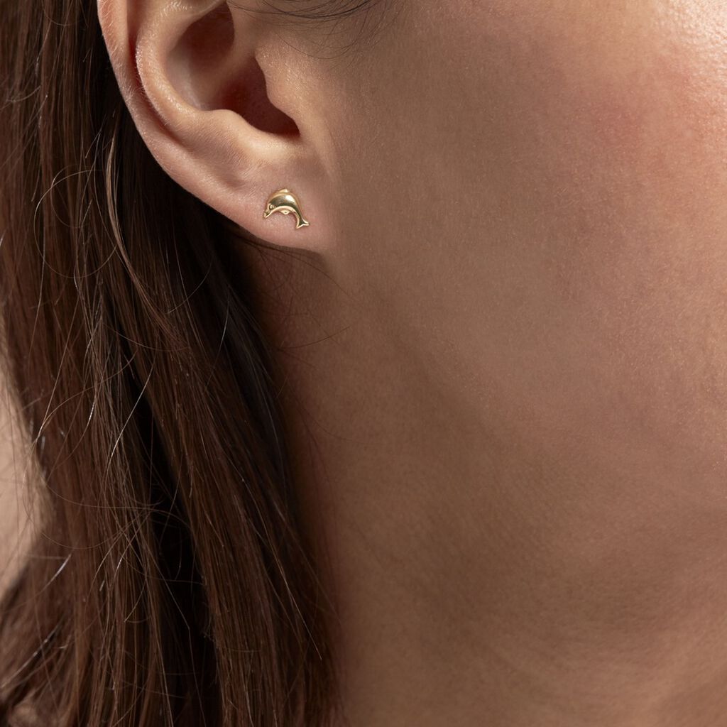 Boucles D'oreilles Puces Fulvie Dauphin Or Jaune - Clous d'oreilles Femme | Histoire d’Or