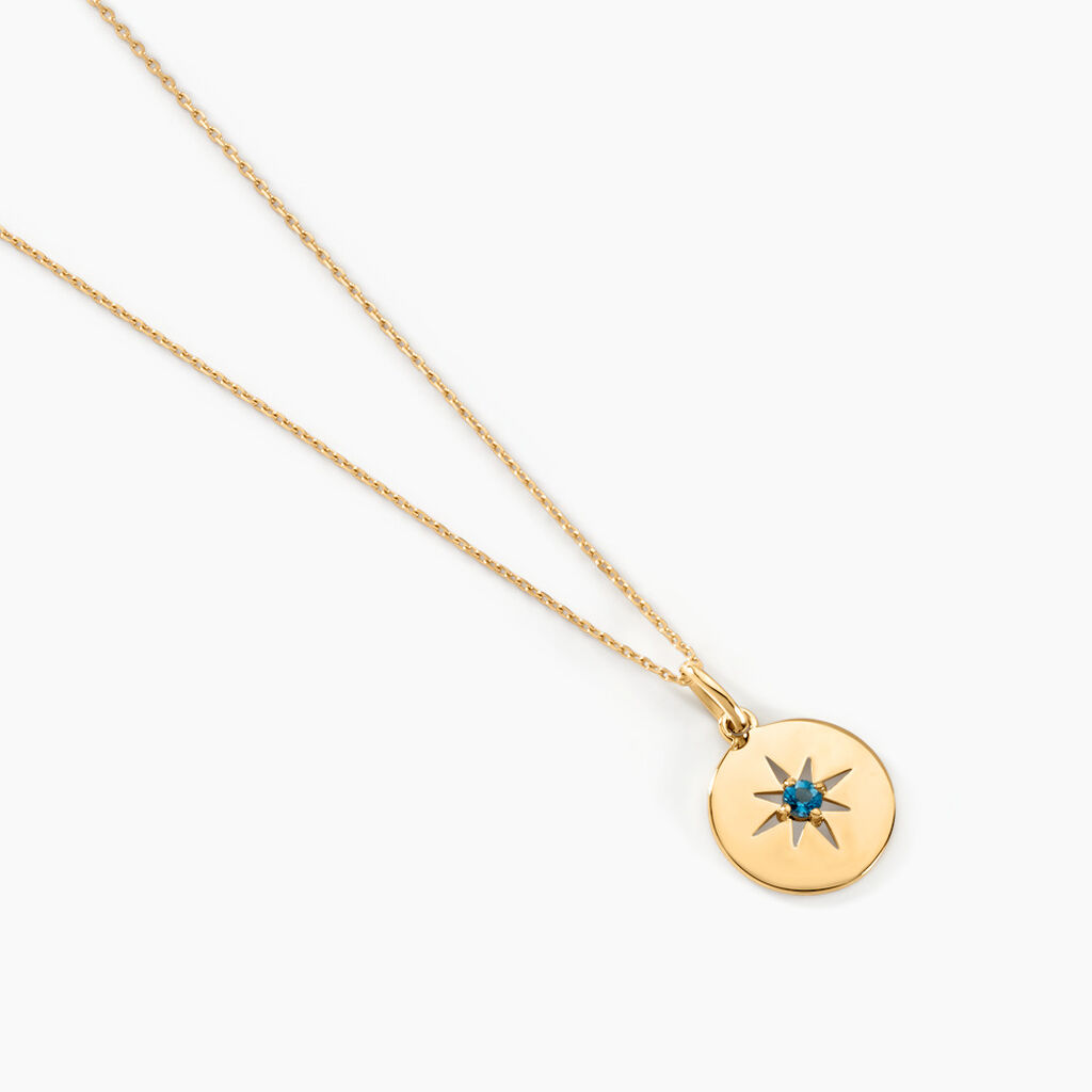 Collier Or Jaune Evening Star Topaze Bleu London - Colliers Femme | Histoire d’Or