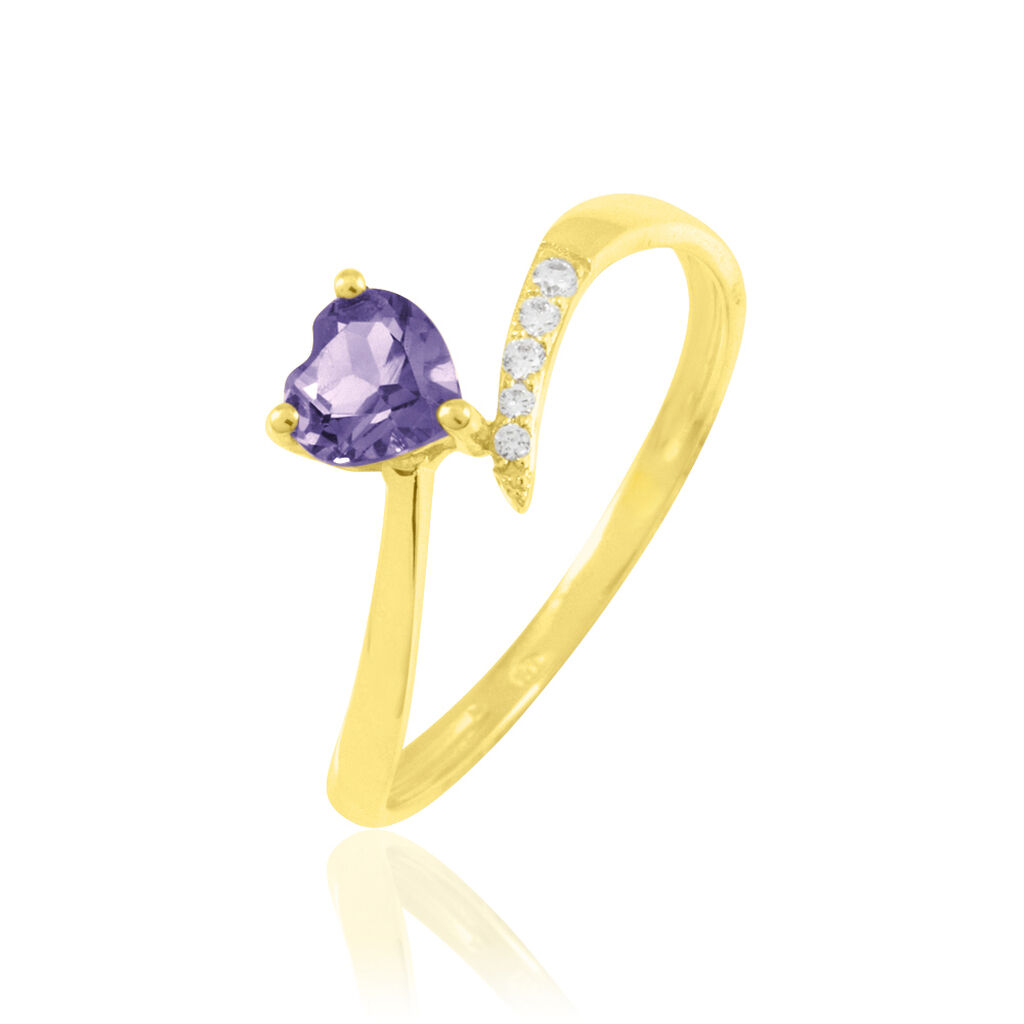 Bague Eva Or Jaune Amethyste Et Diamant - Bagues solitaires Femme | Histoire d’Or