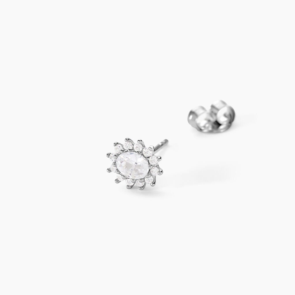 Boucles D'oreilles Puces Oliviane Argent Blanc Oxyde De Zirconium - Nouveautés Femme | Histoire d’Or