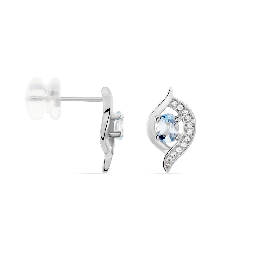 Boucles D'oreilles Lydia Or Blanc Topaze Oxyde - Clous d'oreilles Femme | Histoire d’Or