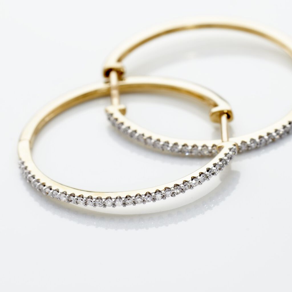 Creoles Or Jaune Aryanna Diamants - Boucles d'oreilles cr&eacute;oles Femme | Histoire d&rsquo;Or