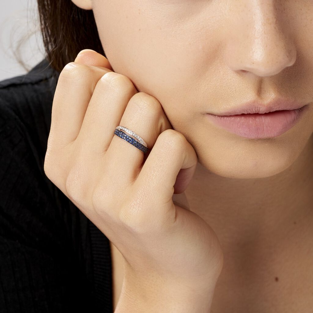 Bague Agapanthe Or Blanc Saphir Et Diamant - Bagues avec pierre Femme | Histoire d’Or