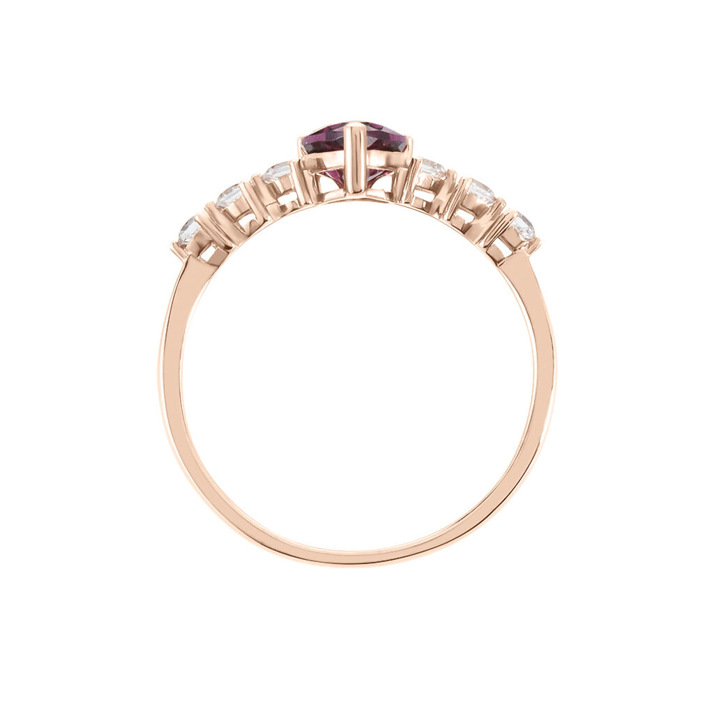 Bague Solitaire Accompagné Or Rose Samanta Rhodolite - Bagues solitaires Femme | Histoire d’Or