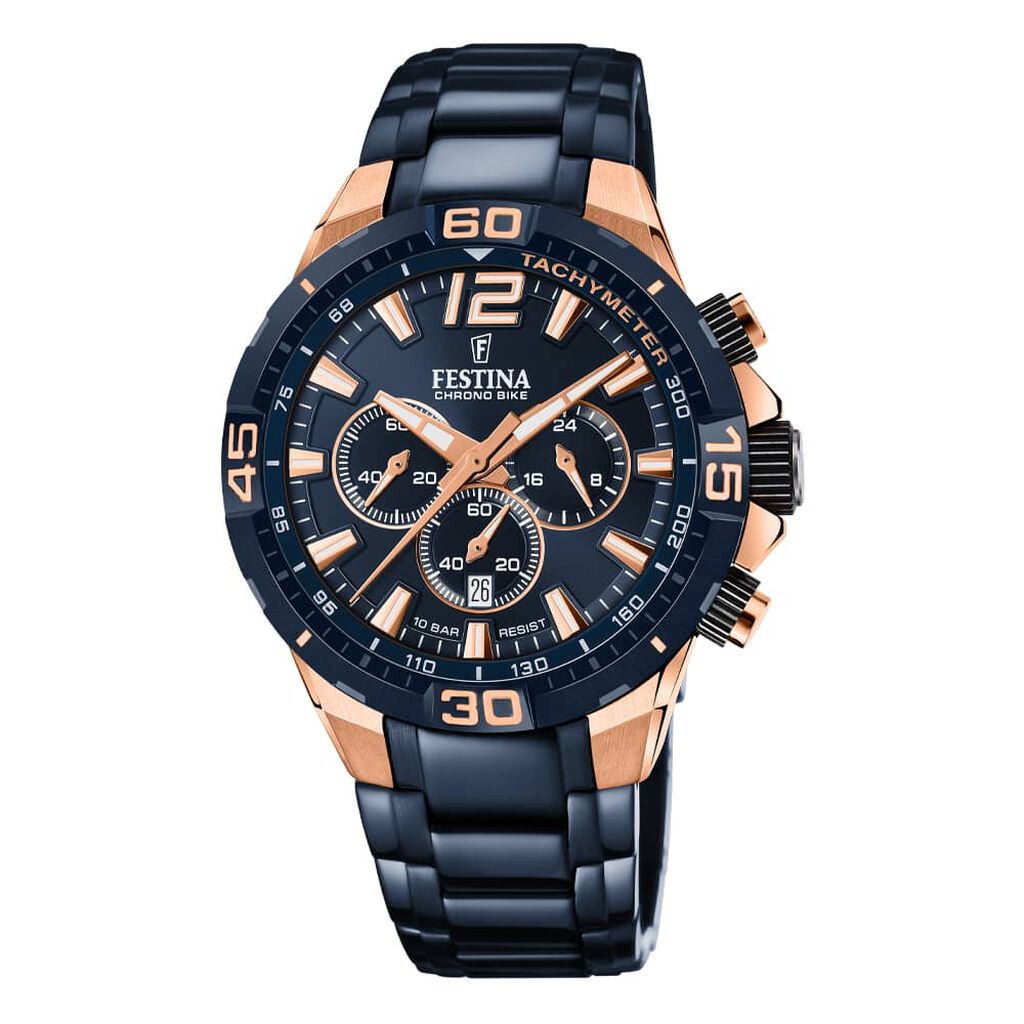 Montre Chrono Bike Bleu - F&ecirc;te des p&egrave;res Homme | Histoire d&rsquo;Or