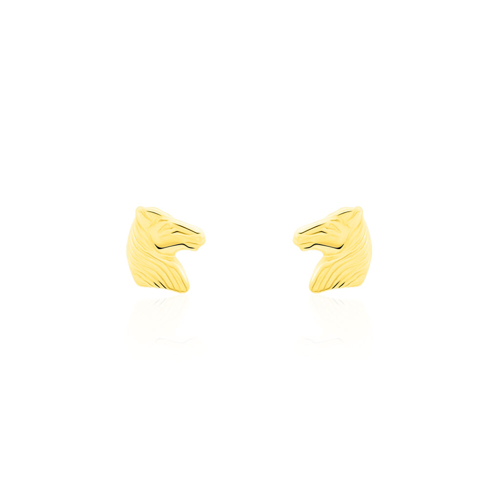 Boucles D'oreilles Puces Freyia Cheval Or Jaune - Clous d'oreilles Femme | Histoire d’Or