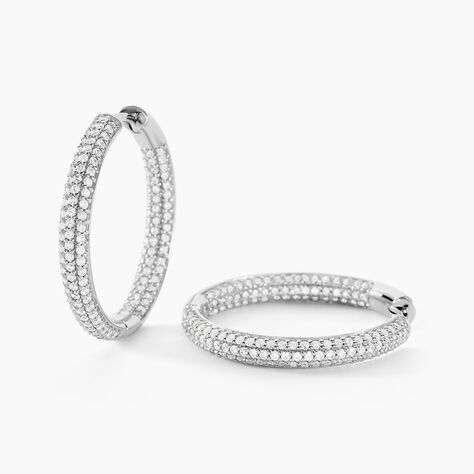 Cr&eacute;oles Suzel Argent Blanc Oxyde De Zirconium - Boucles d'oreilles cr&eacute;oles Femme | Histoire d&rsquo;Or