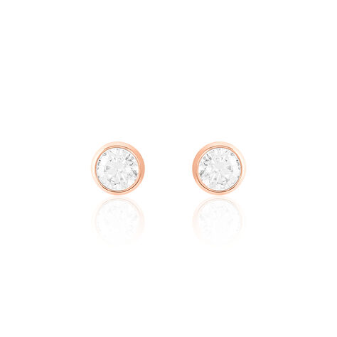 Boucles D'oreilles Puces Daria Serti Clos Or Rose Oxyde De Zirconium - Clous d'oreilles Femme | Histoire d’Or