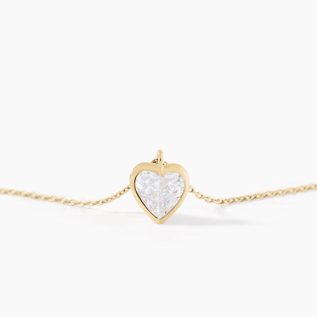 Collier Coeur Serti Clos Or Jaune Oxyde De Zirconium - Colliers Femme | Histoire d’Or