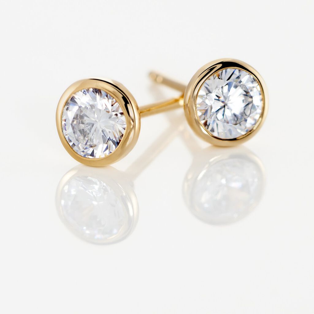 Boucles D'oreilles Puces Plaqué Or Niclaus Oxydes De Zirconium - Boucles d'oreilles fantaisie Femme | Histoire d’Or