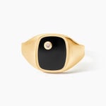 Chevali&egrave;re Glynn Or Jaune Onyx Diamant - Bagues solitaires Homme | Histoire d&rsquo;Or