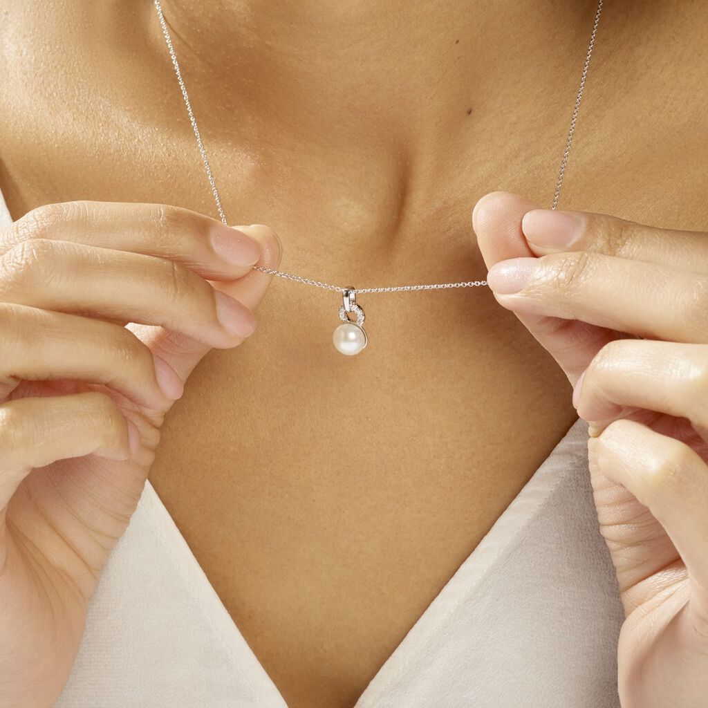 Collier Lilio Argent Blanc Perle De Culture Et Oxyde De Zirconium - Colliers fantaisie Femme | Histoire d’Or