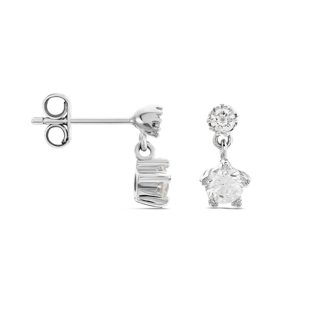 Boucles D'oreilles Puces Tibby Argent Blanc Oxyde De Zirconium - Boucles d'oreilles fantaisie Femme | Histoire d’Or