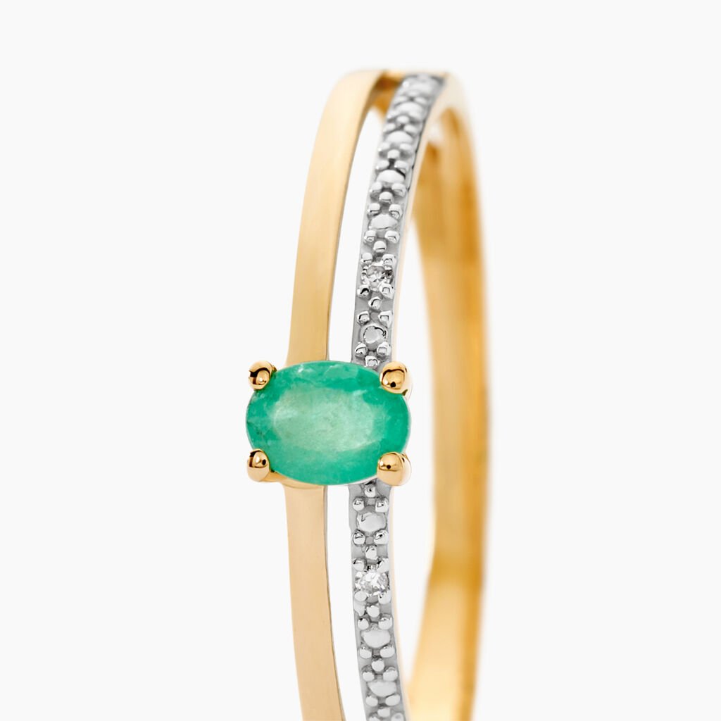 Bague Emeald Is The New Black Or Jaune Emeraude Diamant - Bagues solitaires Femme | Histoire d&rsquo;Or