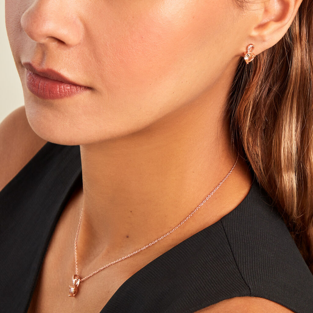 Boucles D'oreilles Puces Atieno Argent Rose Oxyde De Zirconium - Boucles d'oreilles fantaisie Femme | Histoire d’Or