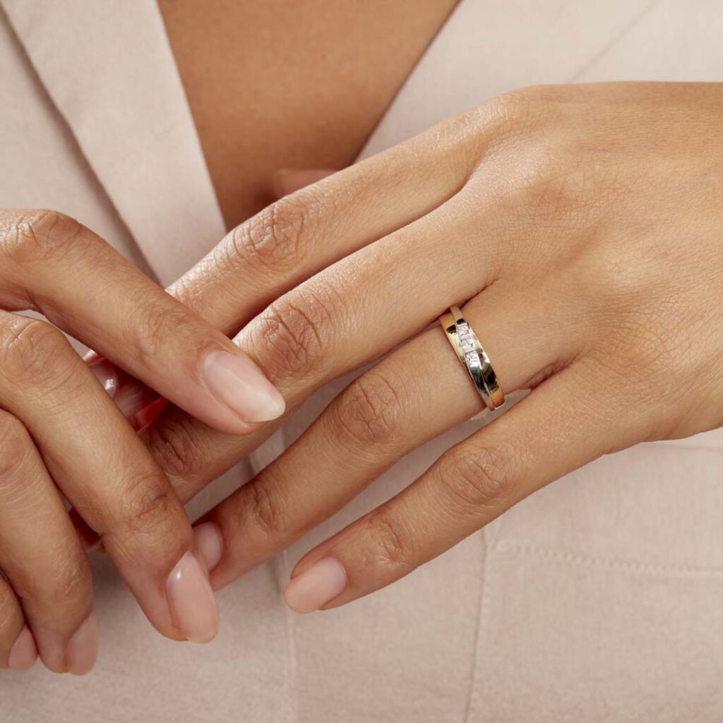 Bague Bryanna Or Bicolore Diamant - Bagues avec pierre Femme | Histoire d’Or