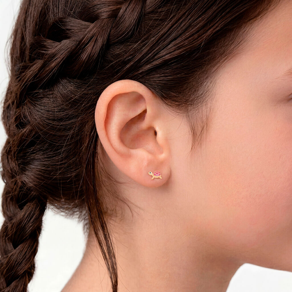 Boucles D'oreilles Puces Cali Tortue Or Jaune - Clous d'oreilles Enfant | Histoire d&rsquo;Or
