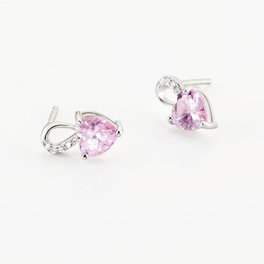 Boucles D'oreilles Puces Argent Blanc Atieno Oxyde De Zirconium - Boucles d'oreilles fantaisie Femme | Histoire d’Or