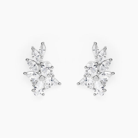 Boucles D'Oreilles Puces Glow Up Argent Blanc Oxyde De Zirconium - Boucles d'oreilles fantaisie Femme | Histoire d&rsquo;Or